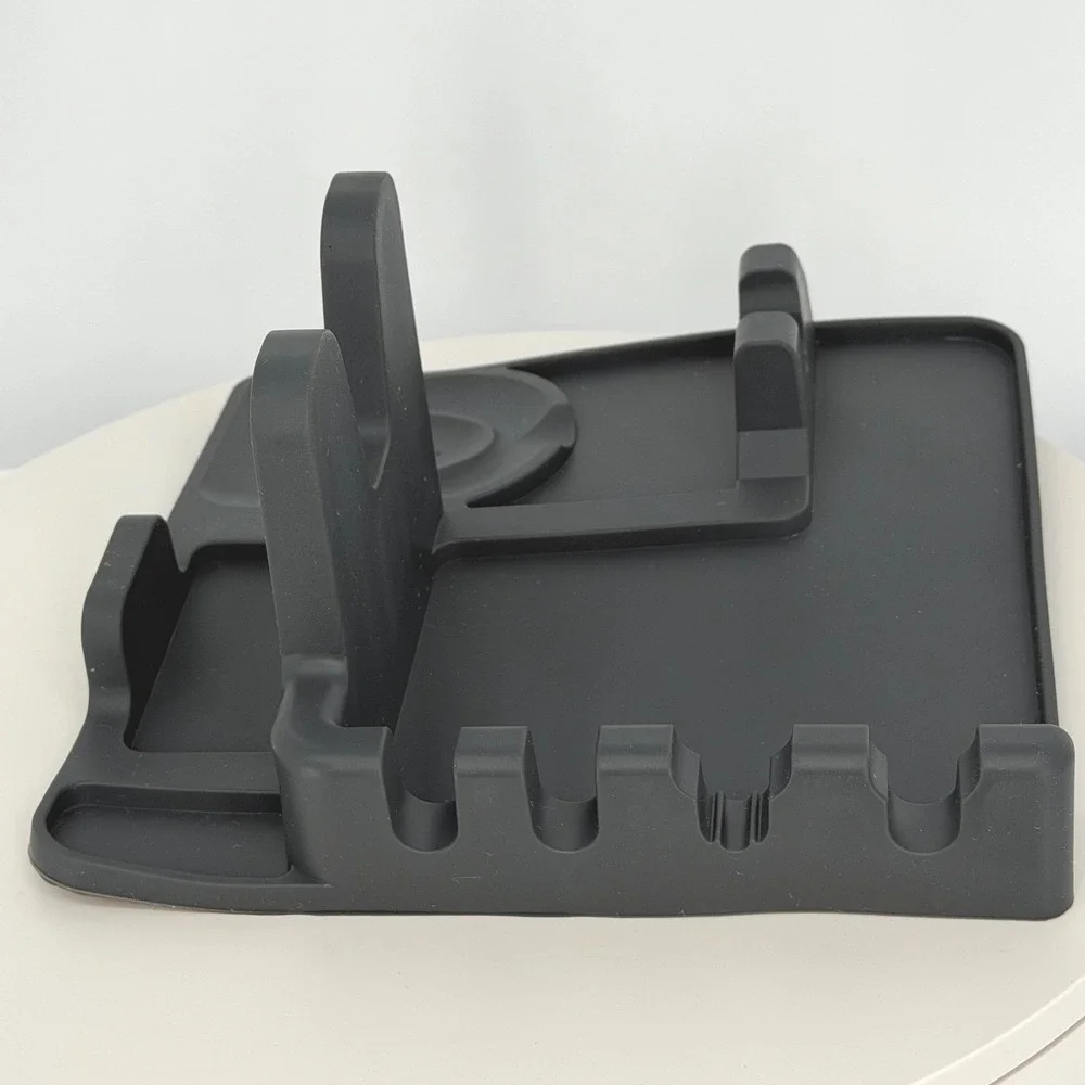 Silicone‎ Kitchen Utensil Rest Spoon Holder Mat Countertop Spill Pad Gray 96-11